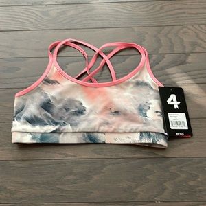 NWT fourlaps vitality sports bra in pink clouds